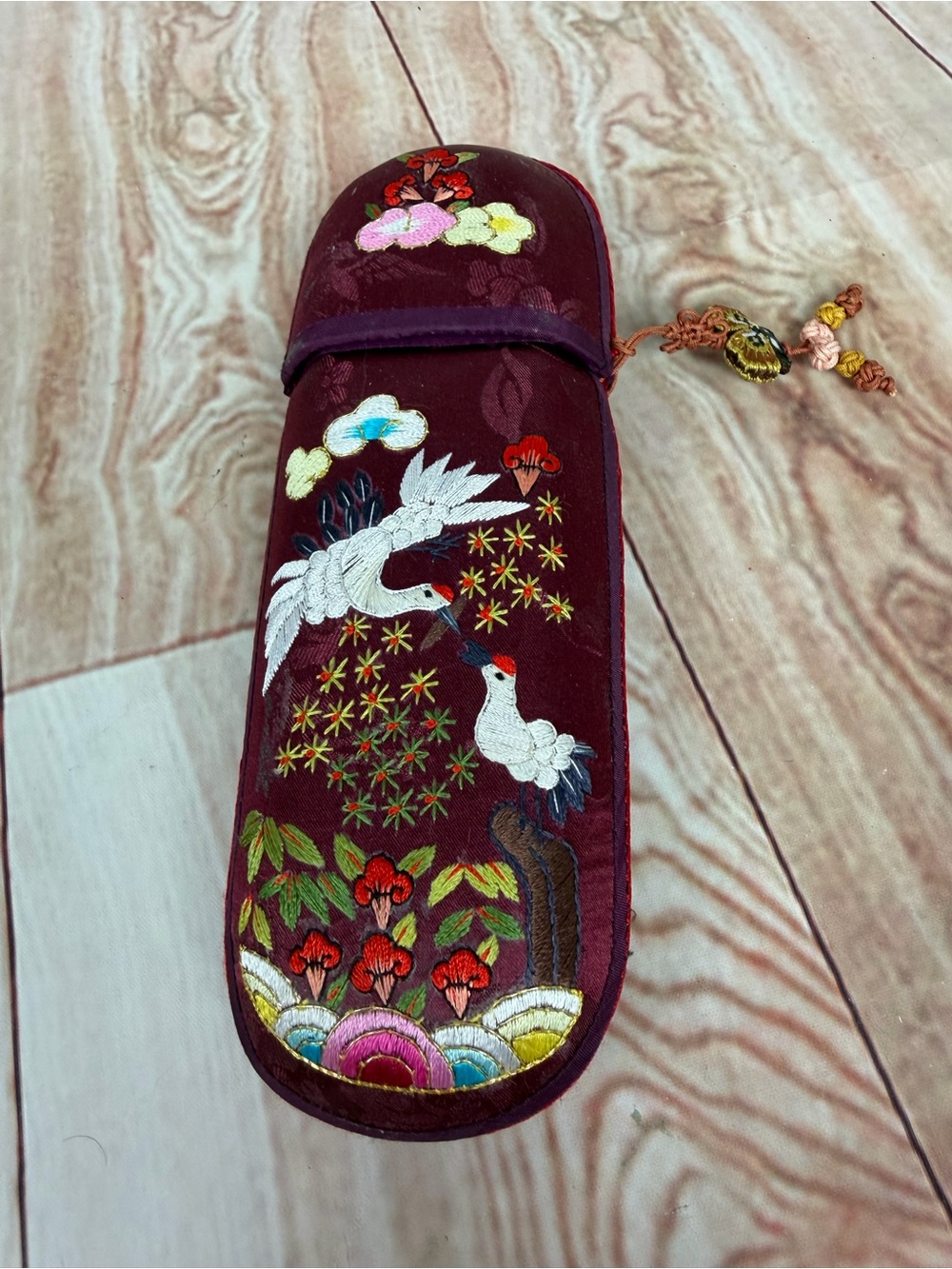 Handmade ornate silk eyeglass case